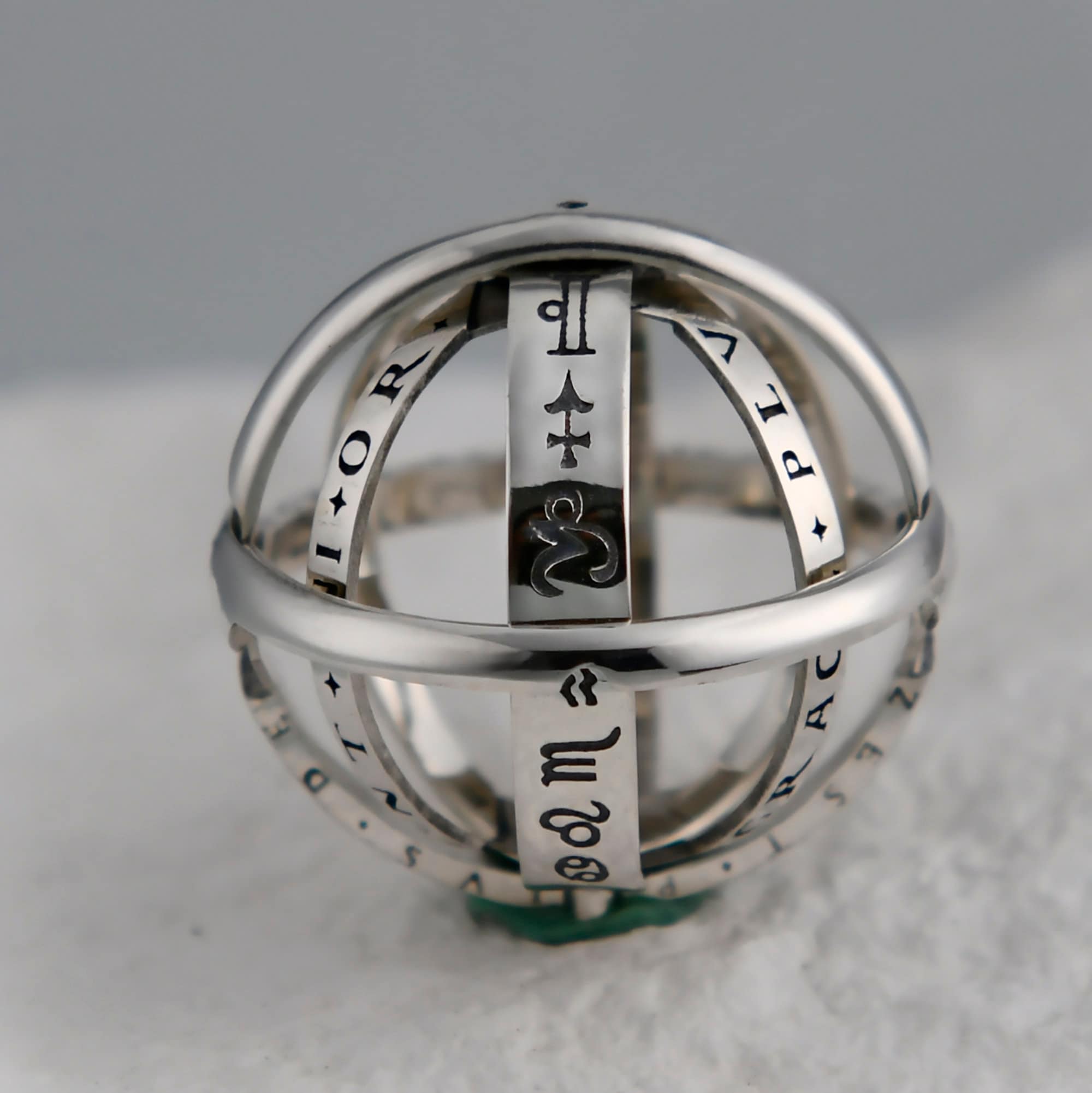 Personalized Astronomical ring close as a band unfolds into an astronomical sphere pendant/Gift for Him/Couple Ring/Silver Ring for Women