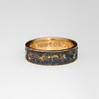 Oxidized Silver & 18k Gold Lava Texture Ring - Handmade Rustic Wedding Band