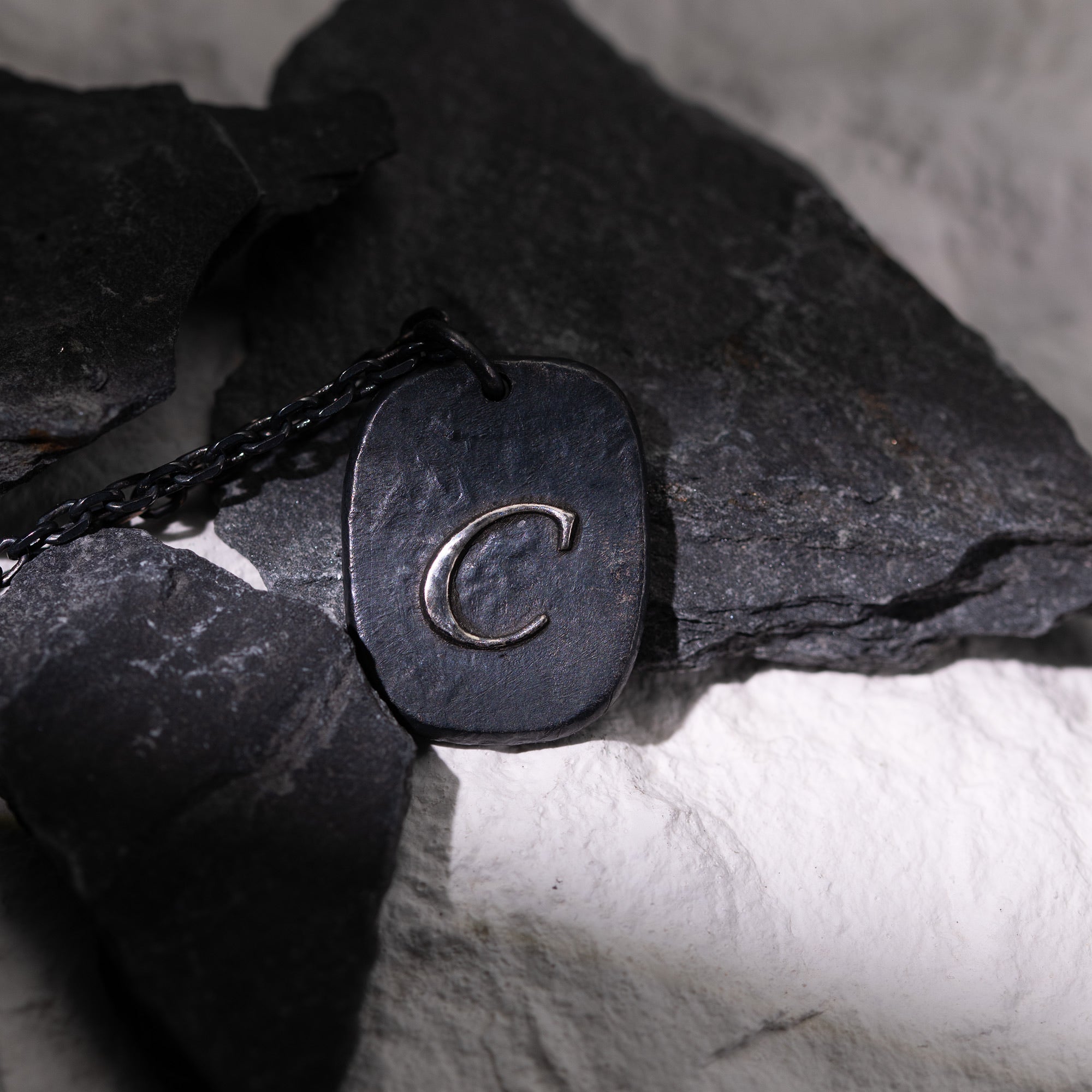 Mens Initial Necklace | military dog tag necklace Necklace | Handcrafted Man's Letter necklace