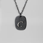 Mens Initial Necklace | military dog tag necklace Necklace | Handcrafted Man's Letter necklace