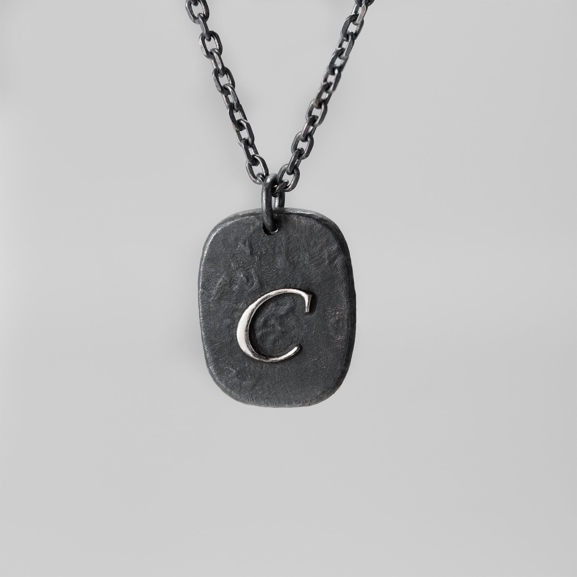 Mens Initial Necklace | military dog tag necklace Necklace | Handcrafted Man's Letter necklace