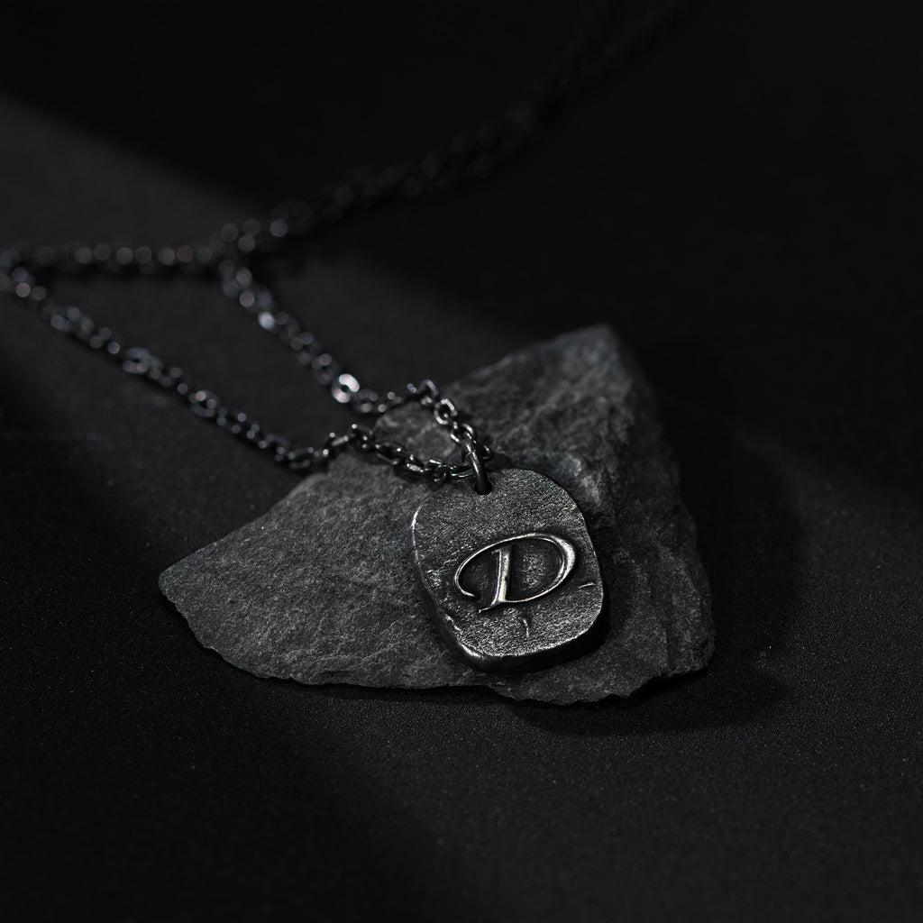 Mens Initial Necklace | military dog tag necklace Necklace | Handcrafted Man's Letter necklace
