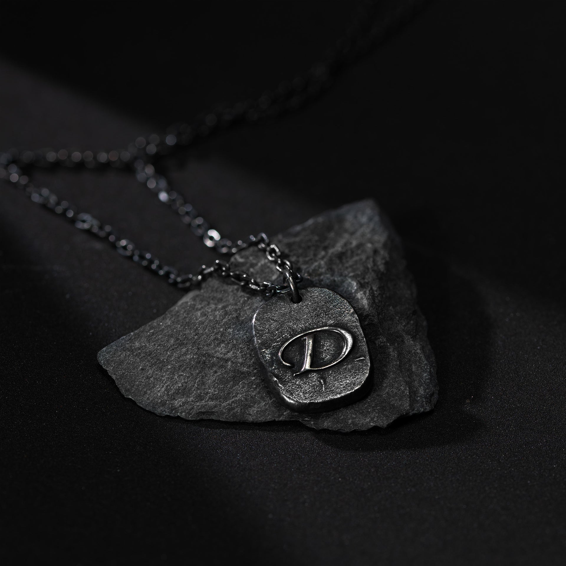 Mens Initial Necklace | military dog tag necklace Necklace | Handcrafted Man's Letter necklace
