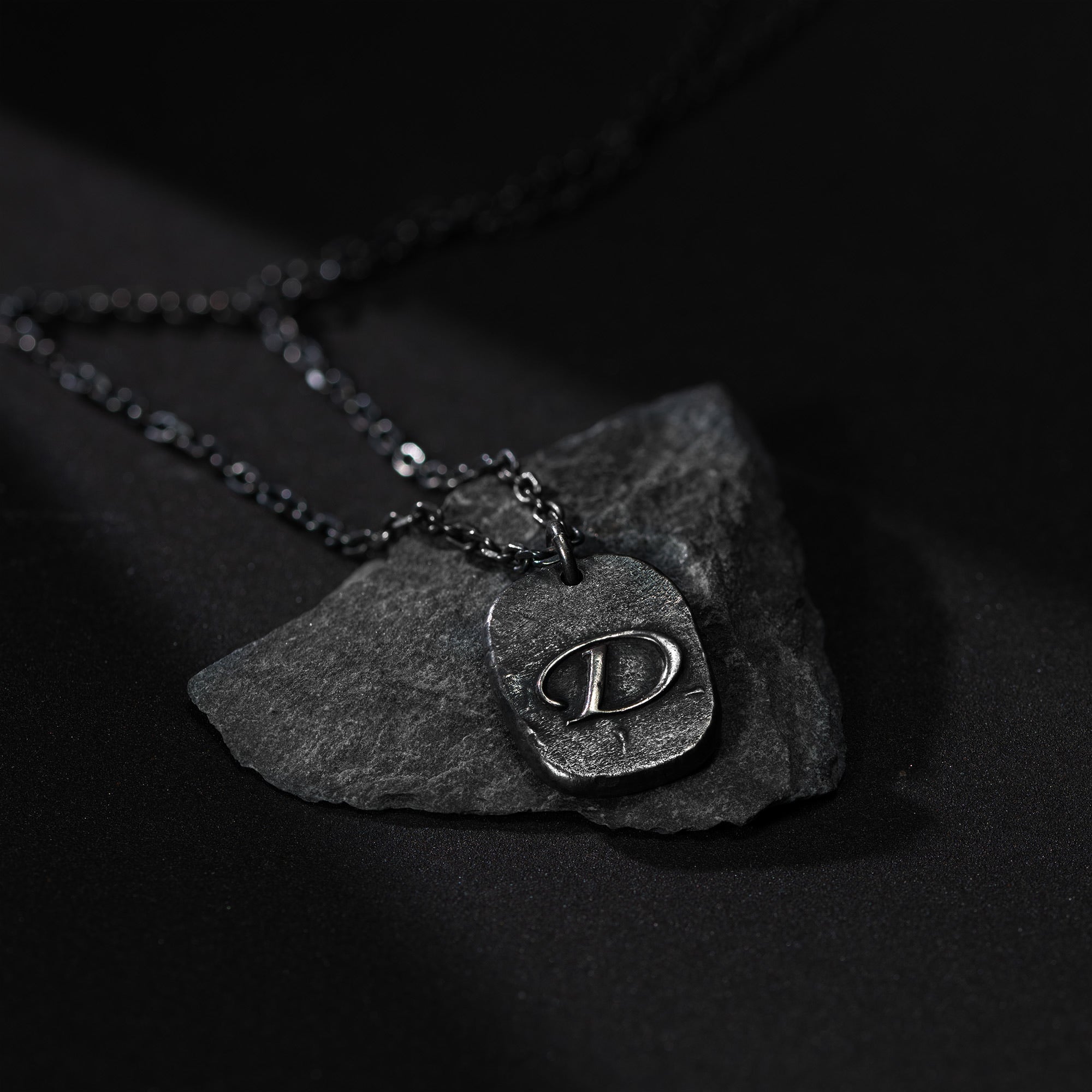 Mens Initial Necklace | military dog tag necklace Necklace | Handcrafted Man's Letter necklace