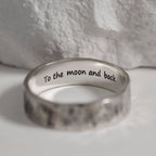 Personalized Solid Sterling Silver Hammered ring,Engagement Gifts For Couple Unique anniversary gifts