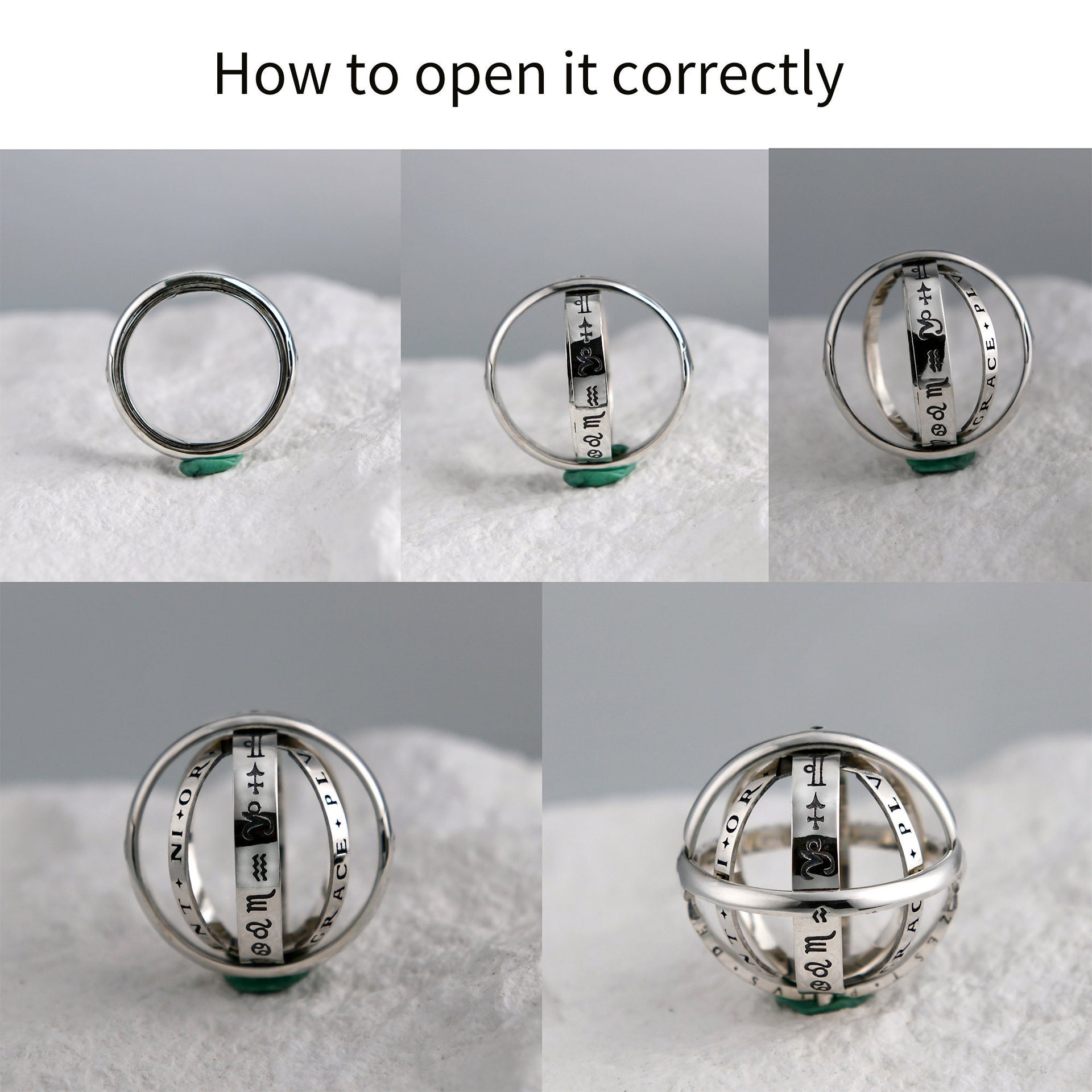 Foldable celestial ring with personalized stones for anniversary or birthday gift
