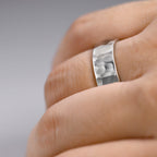 Personalized Solid Sterling Silver Hammered ring,Engagement Gifts For Couple Unique anniversary gifts