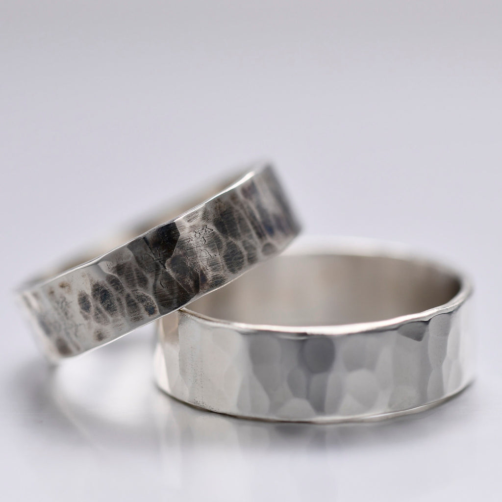 Personalized Solid Sterling Silver Hammered ring,Engagement Gifts For Couple Unique anniversary gifts