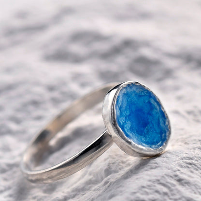 Personalized blue enamel ring ocean summer jewelry birthday gifts promise ring for her handmade jewelry engagement ring anniversary gifts