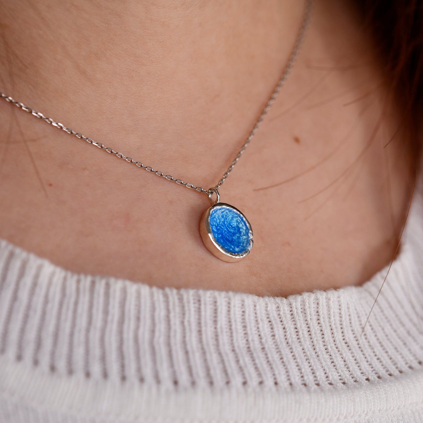 Personalized blue enamel necklace something blue for bride ocean summer jewelry anniversary gifts best friend gift bridesmaid gifts