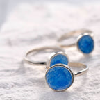 Personalized blue enamel ring with messages under the water, your promise ring for her engagement ring for Wedding