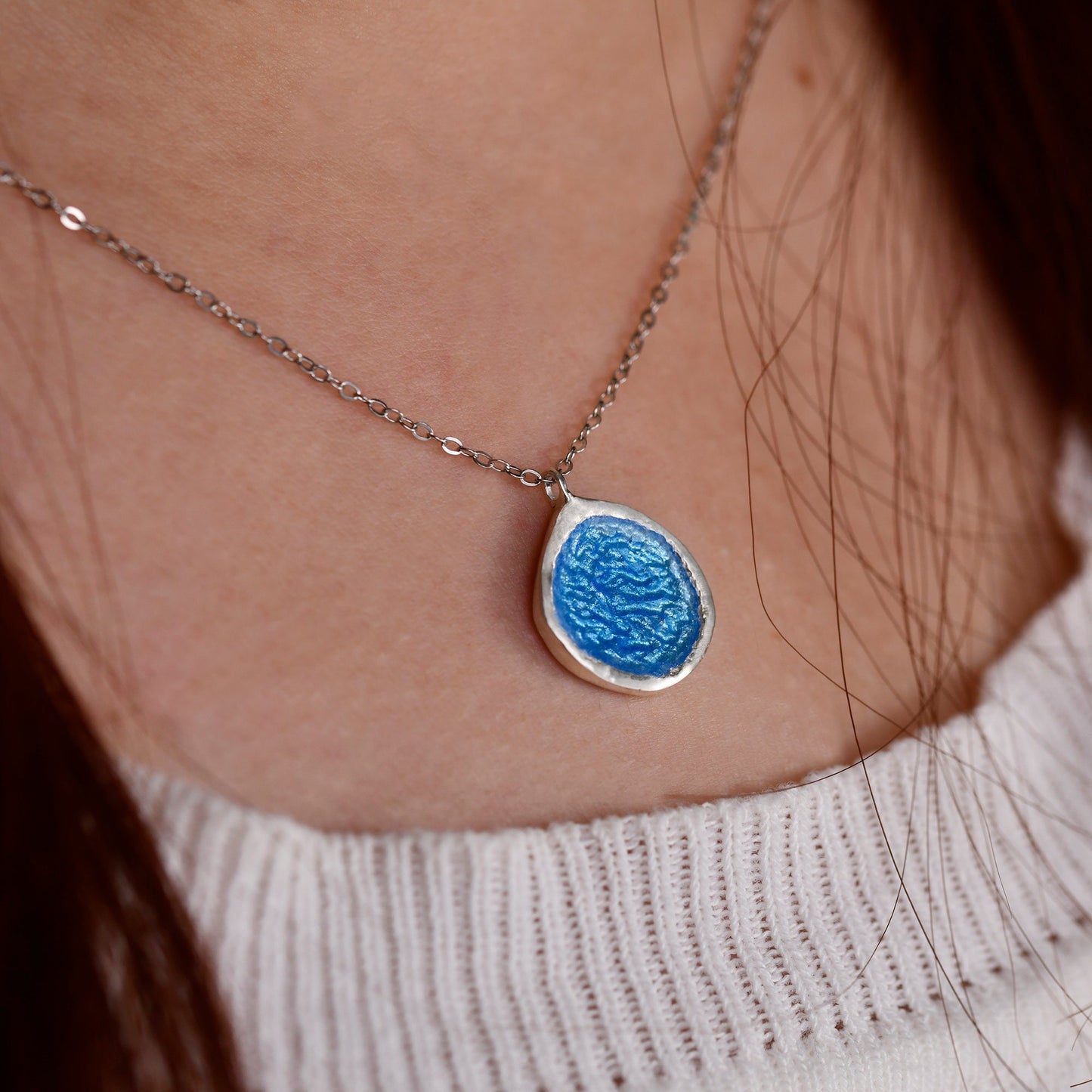 Personalized blue enamel necklace something blue for bride ocean summer jewelry anniversary gifts best friend gift bridesmaid gifts