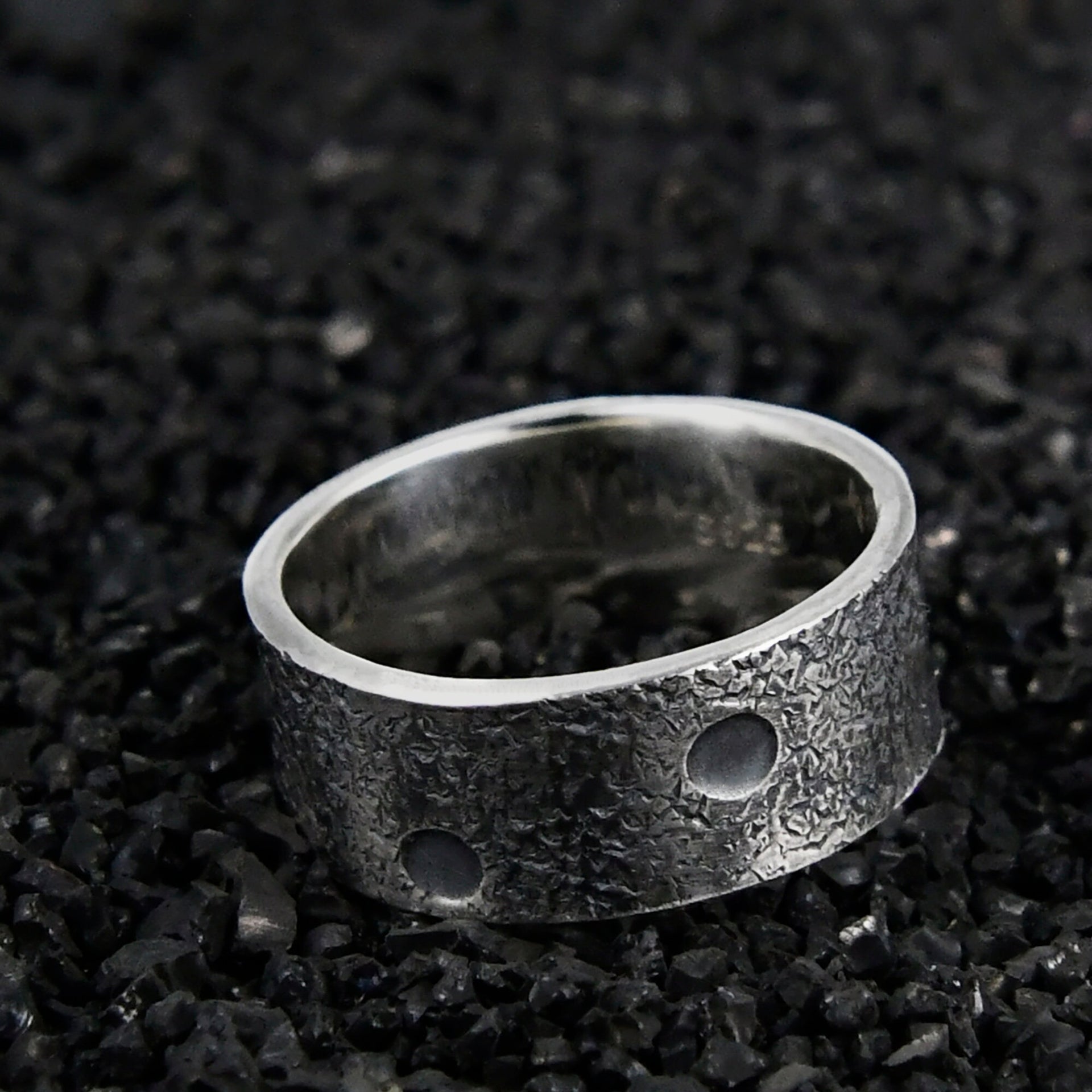 8mm Wide Personalized Moon and Star Ring/ Viking Wedding Band/Planet ring/Handmade Mens Rustic Engagement Ring/Chunky rings/Unique Ring