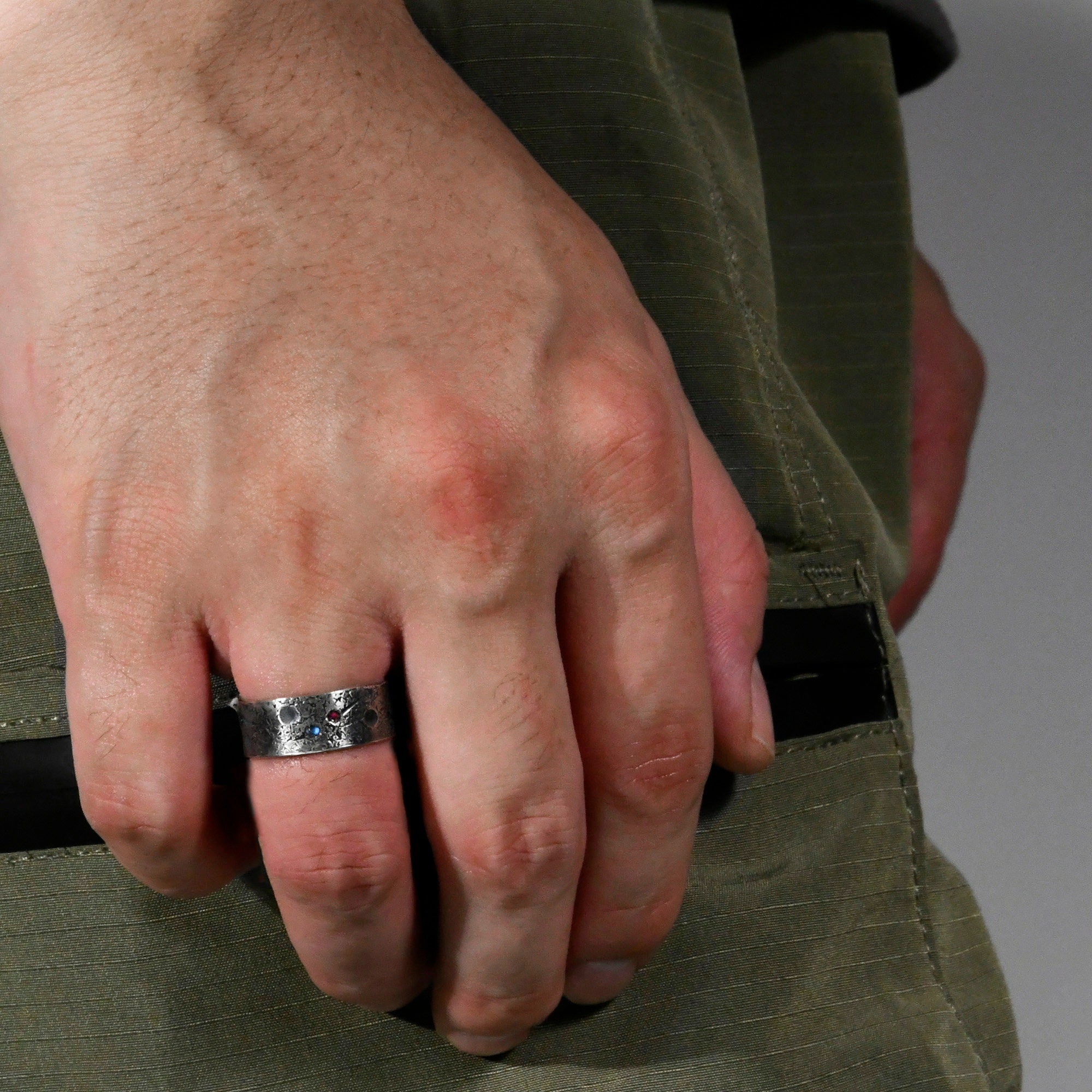 Personalized Family Birthstone Celestial Ring/Viking Wedding Band/Celtic Ring/Moon and Star ring/Chunky rings/planet ring/Hand Forged Ring