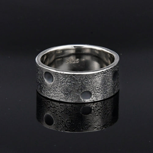 8mm Wide Personalized Moon and Star Ring/ Viking Wedding Band/Planet ring/Handmade Mens Rustic Engagement Ring/Chunky rings/Unique Ring