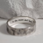 8mm Wide Personalized Moon and Star Ring/ Viking Wedding Band/Planet ring/Handmade Mens Rustic Engagement Ring/Chunky rings/Unique Ring