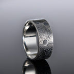 8mm Wide Personalized Moon and Star Ring/ Viking Wedding Band/Planet ring/Handmade Mens Rustic Engagement Ring/Chunky rings/Unique Ring