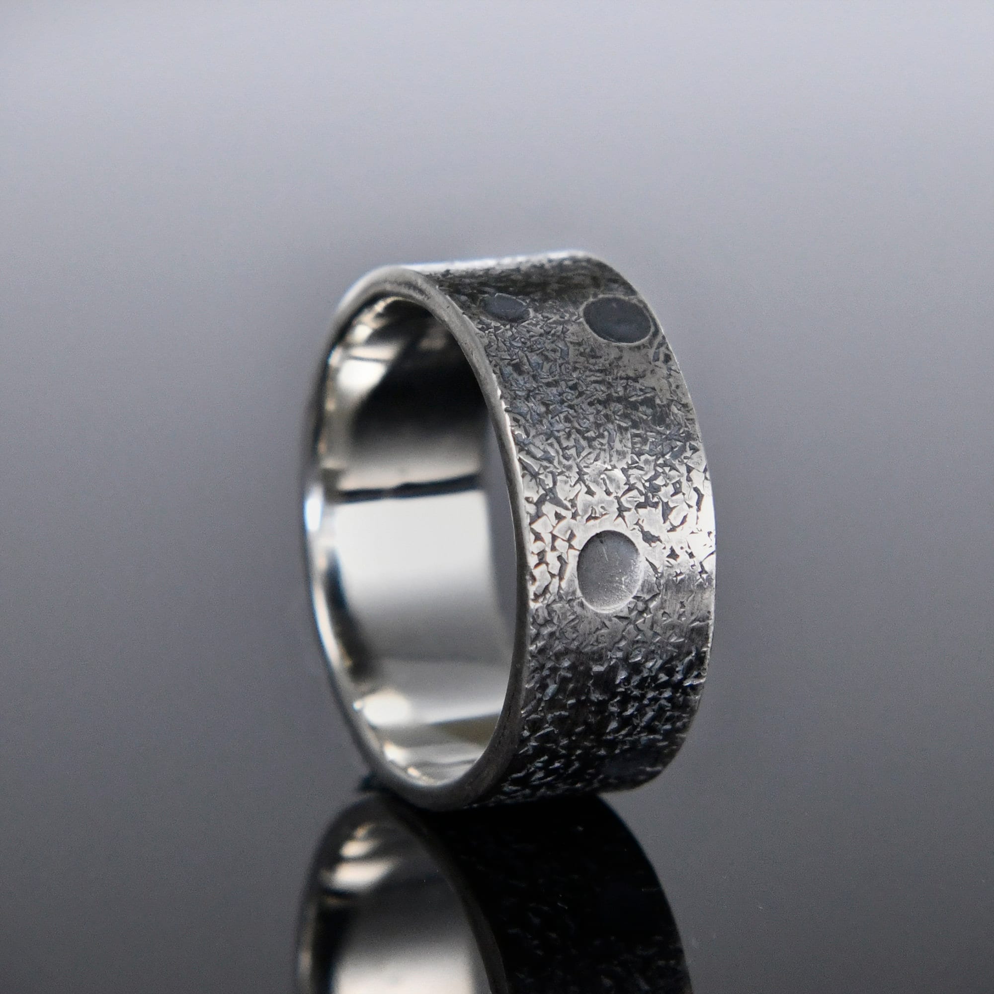 8mm Wide Personalized Moon and Star Ring/ Viking Wedding Band/Planet ring/Handmade Mens Rustic Engagement Ring/Chunky rings/Unique Ring