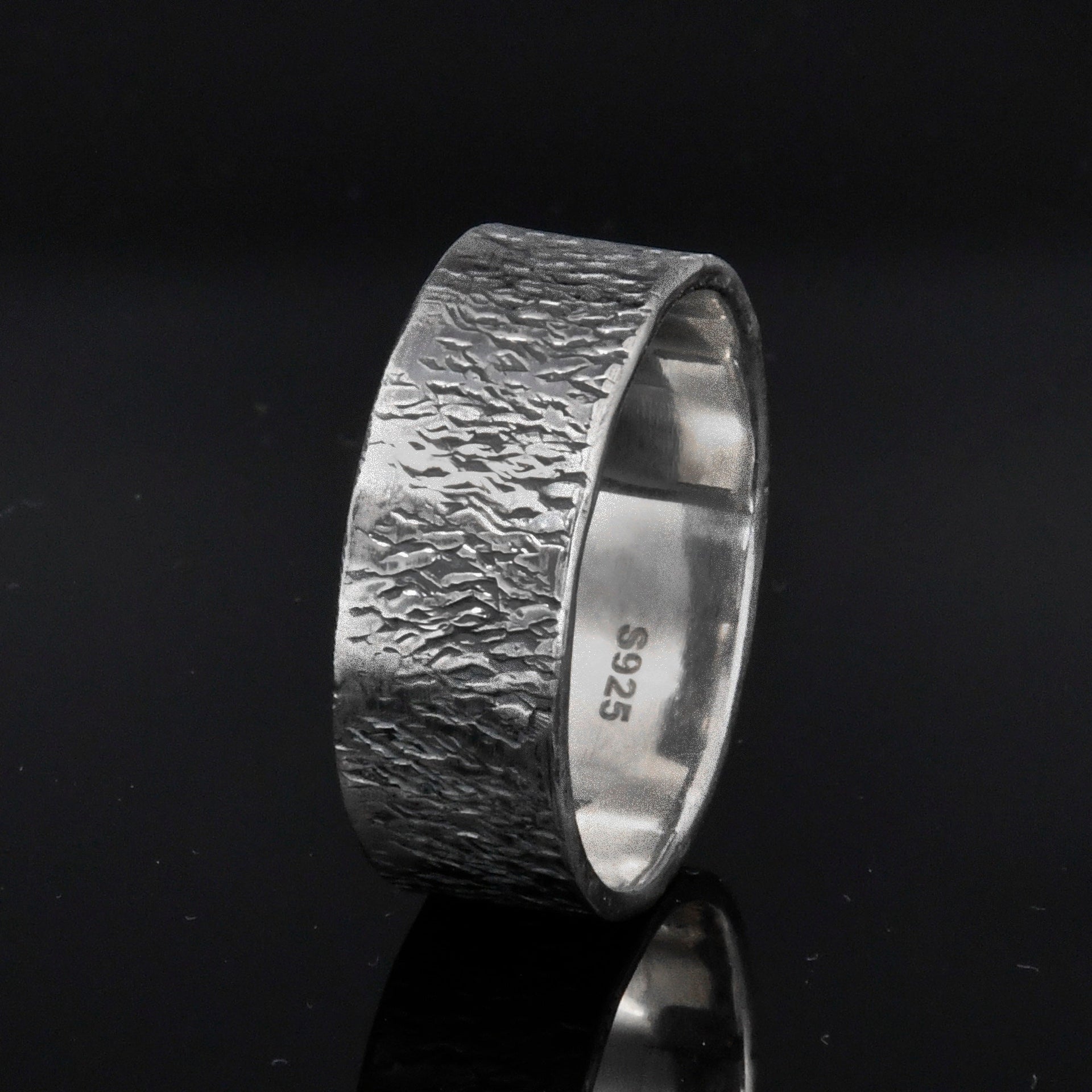 Rustic sterling silver Celtic ring with chunky forged band