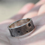 8mm Wide Personalized Moon and Star Ring/ Viking Wedding Band/Planet ring/Handmade Mens Rustic Engagement Ring/Chunky rings/Unique Ring