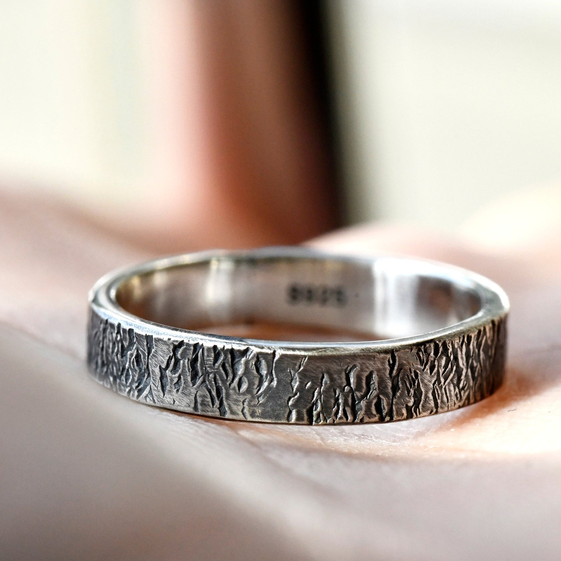 Personalized tree bark ring for outdoor memory anniversary or meaningful gift