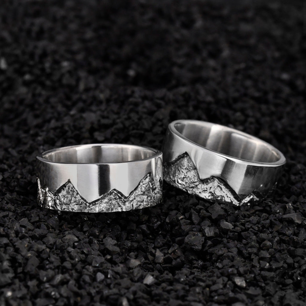 Personalized Mountain Ring handmade with S925/ Men's Birthday Gift /Unique Promise Ring/Viking Wedding Band/Engraved Engagement Ring