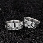 Personalized Mountain Ring handmade with S925/ Men's Birthday Gift /Unique Promise Ring/Viking Wedding Band/Engraved Engagement Ring