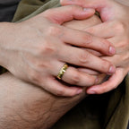 Customizable Hand-Carved 18K Gold Mountain Range Engraved Ring, Father and Nature Lovers Gift