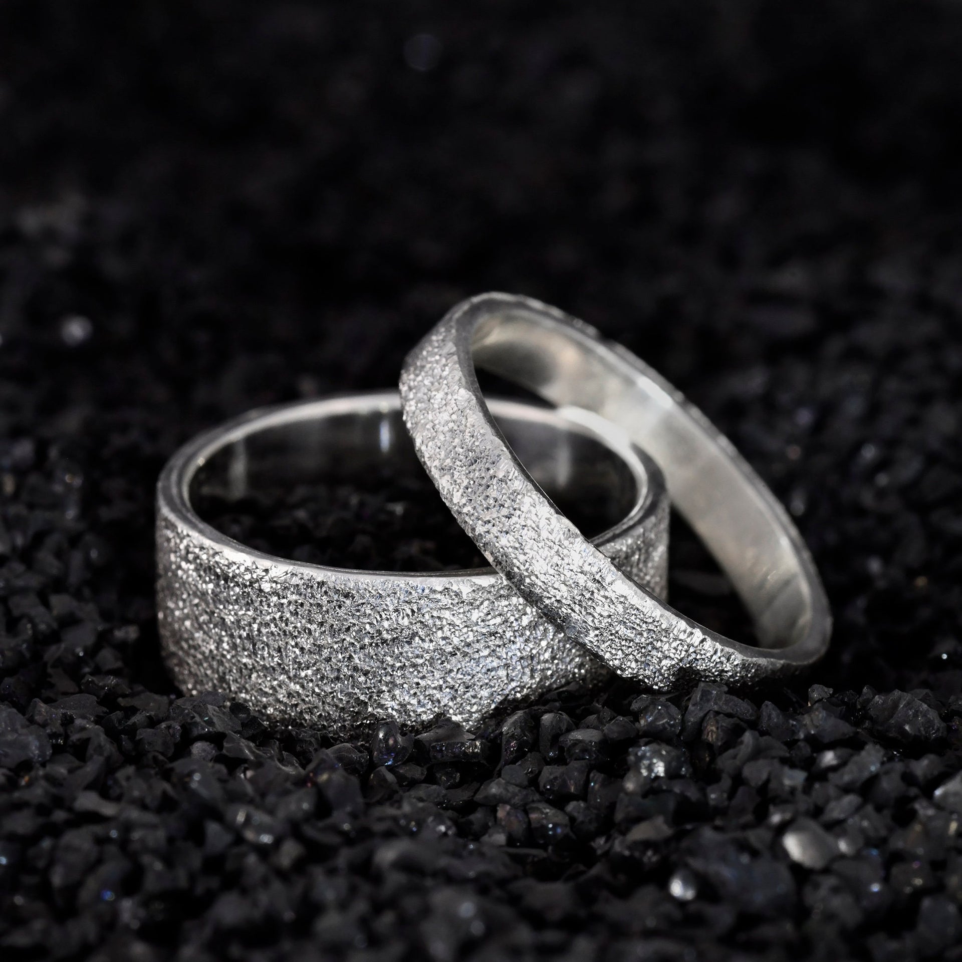 Handmade sterling silver textured band for wedding anniversary or everyday wear