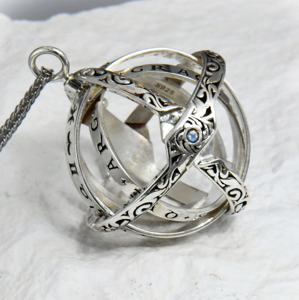 Personalized Birthstone Astronomical Rotating Celestial Necklace for Anxiety Relief
