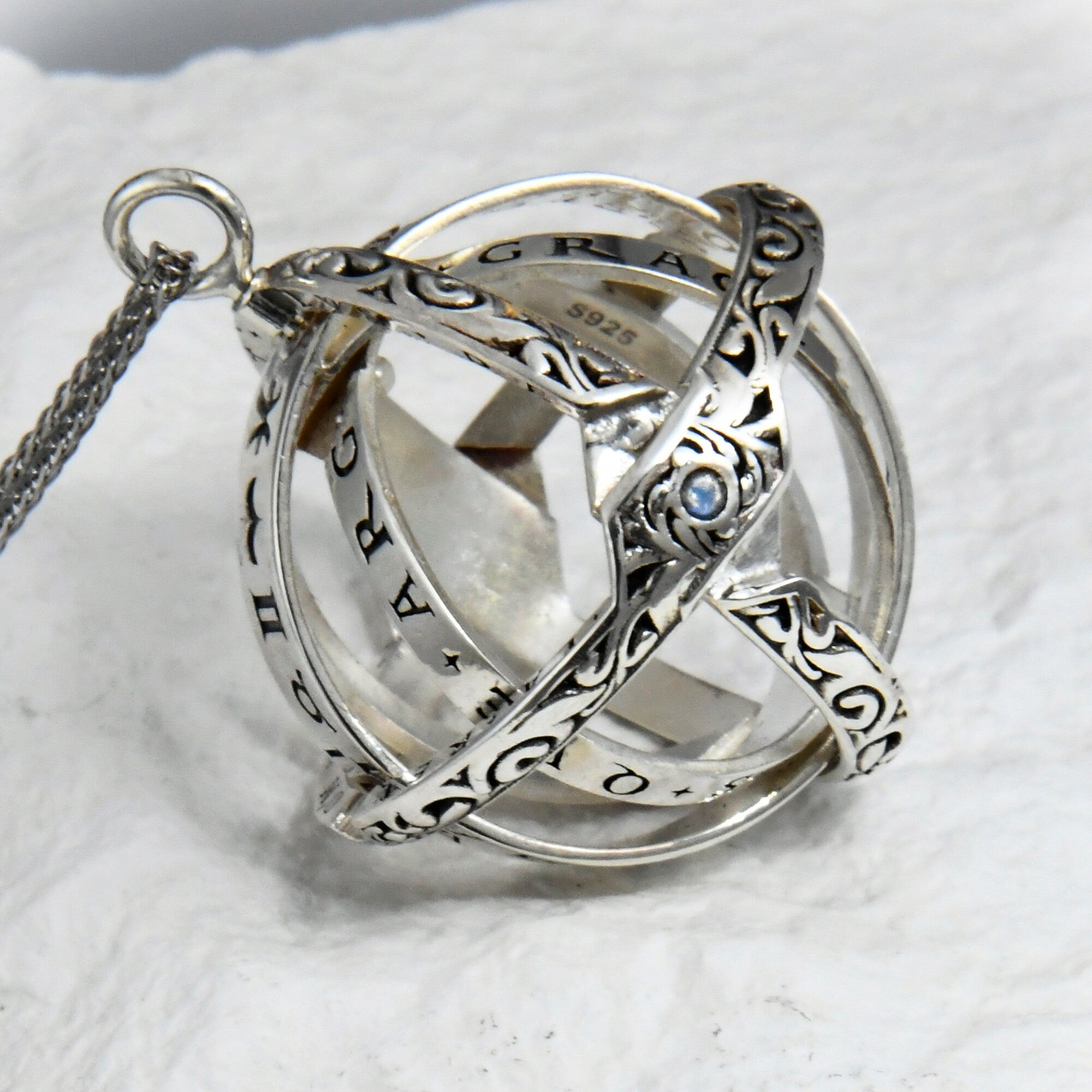 Personalized Birthstone Astronomical Rotating Celestial Necklace for Anxiety Relief