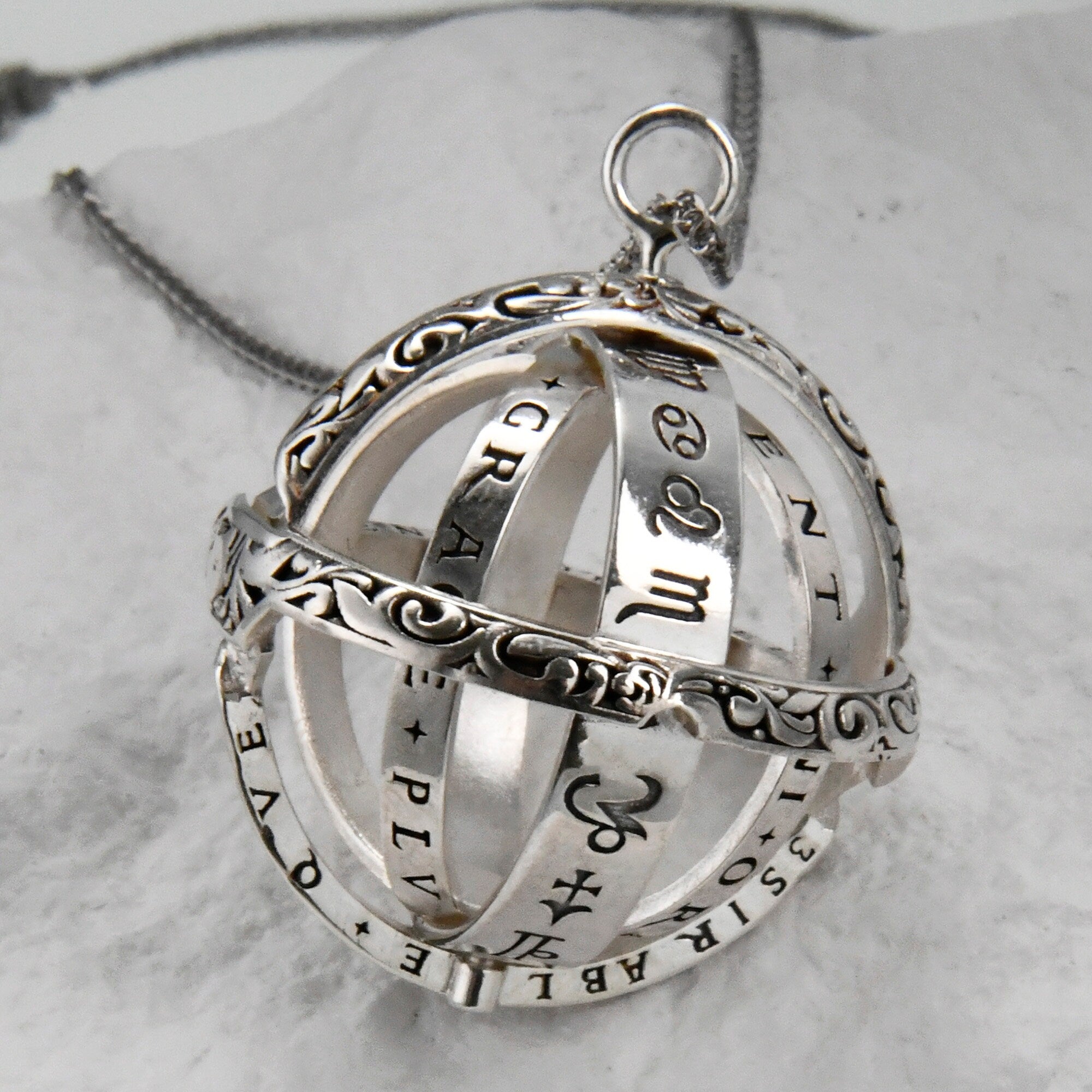 Personalized Birthstone Astronomical Rotating Celestial Necklace for Anxiety Relief