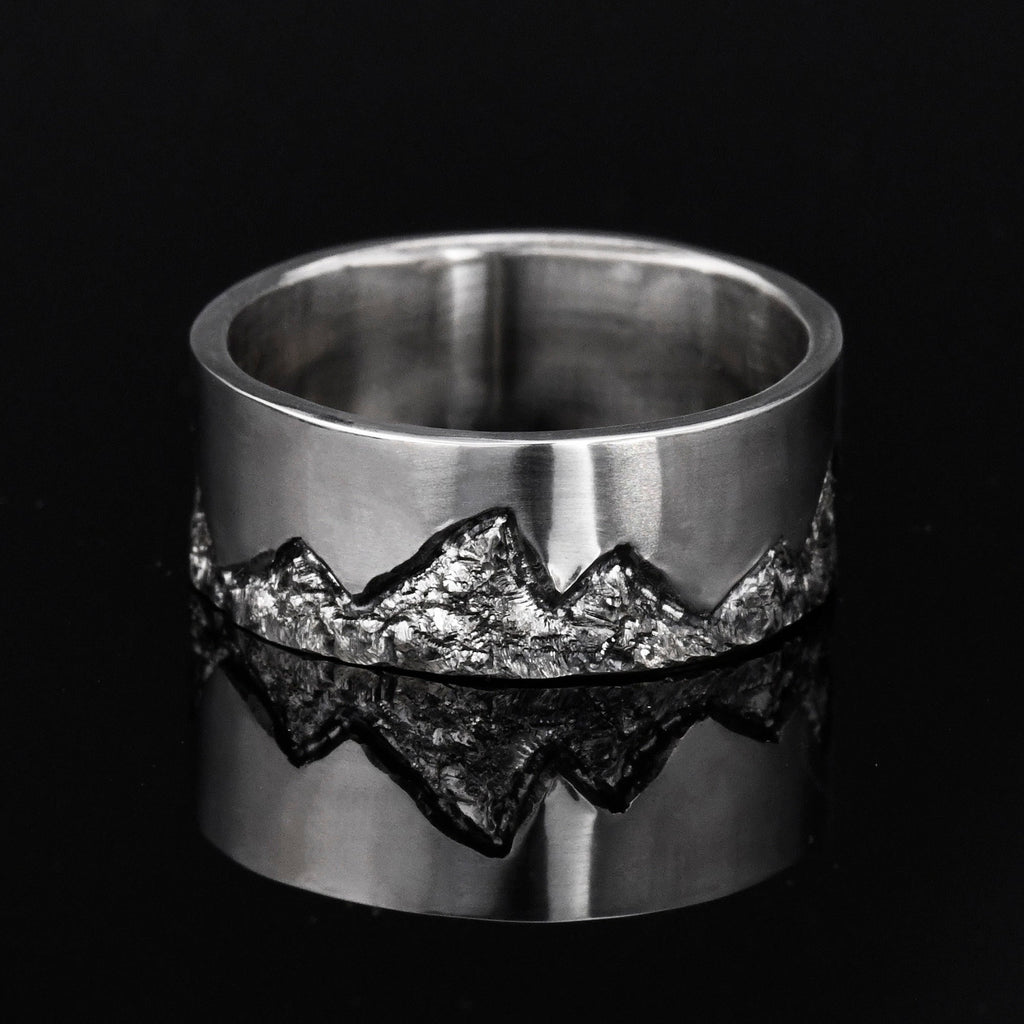 Personalized Mountain Ring handmade with S925/ Men's Birthday Gift /Unique Promise Ring/Viking Wedding Band/Engraved Engagement Ring