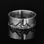 Personalized Mountain Ring handmade with S925/ Men's Birthday Gift /Unique Promise Ring/Viking Wedding Band/Engraved Engagement Ring