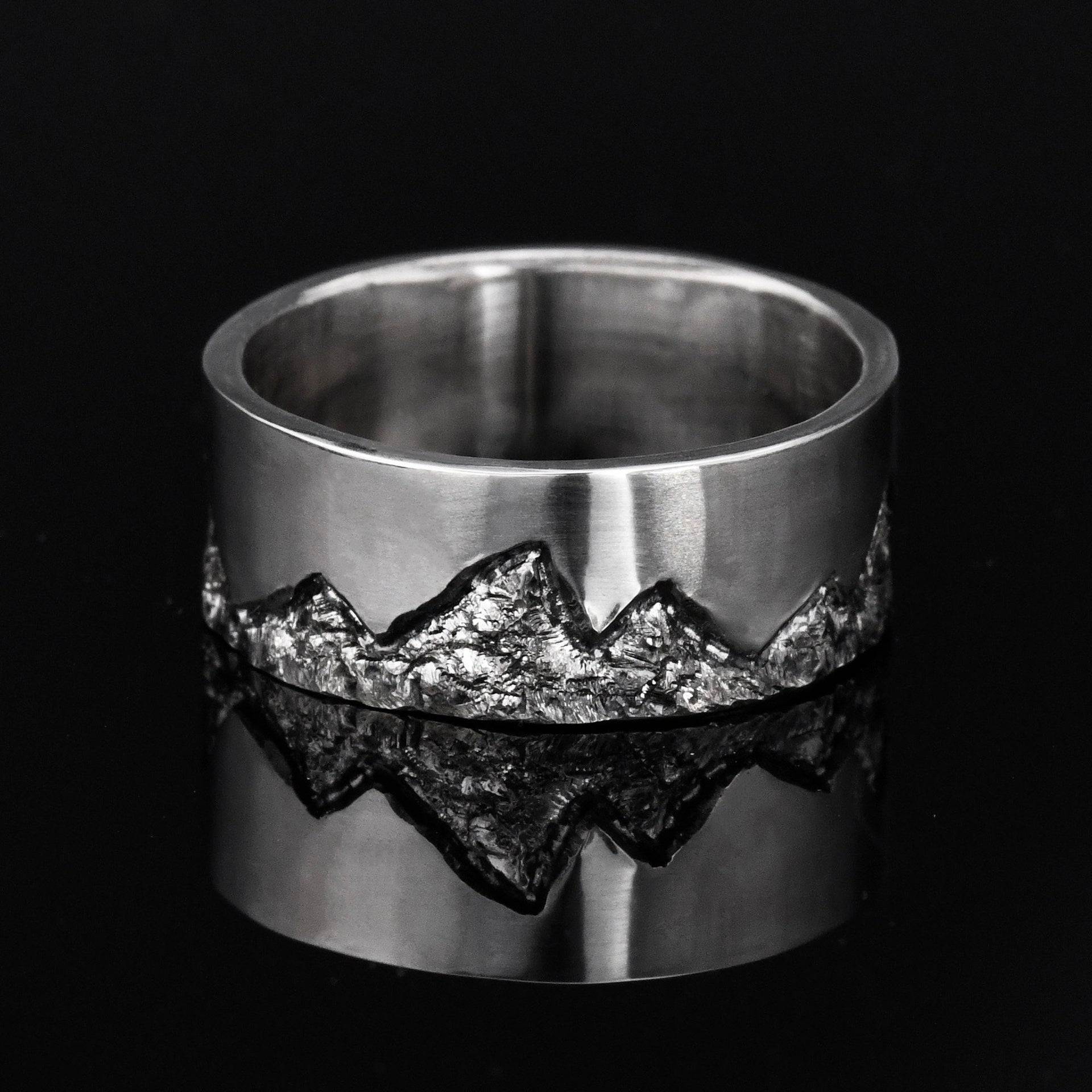 Personalized silver ring gift for hikers travelers and nature lovers