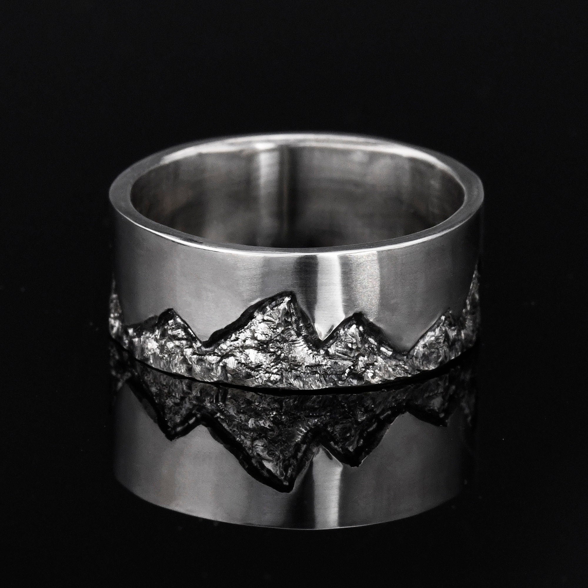 Personalized Mountain Ring handmade with S925/ Men's Birthday Gift /Unique Promise Ring/Viking Wedding Band/Engraved Engagement Ring