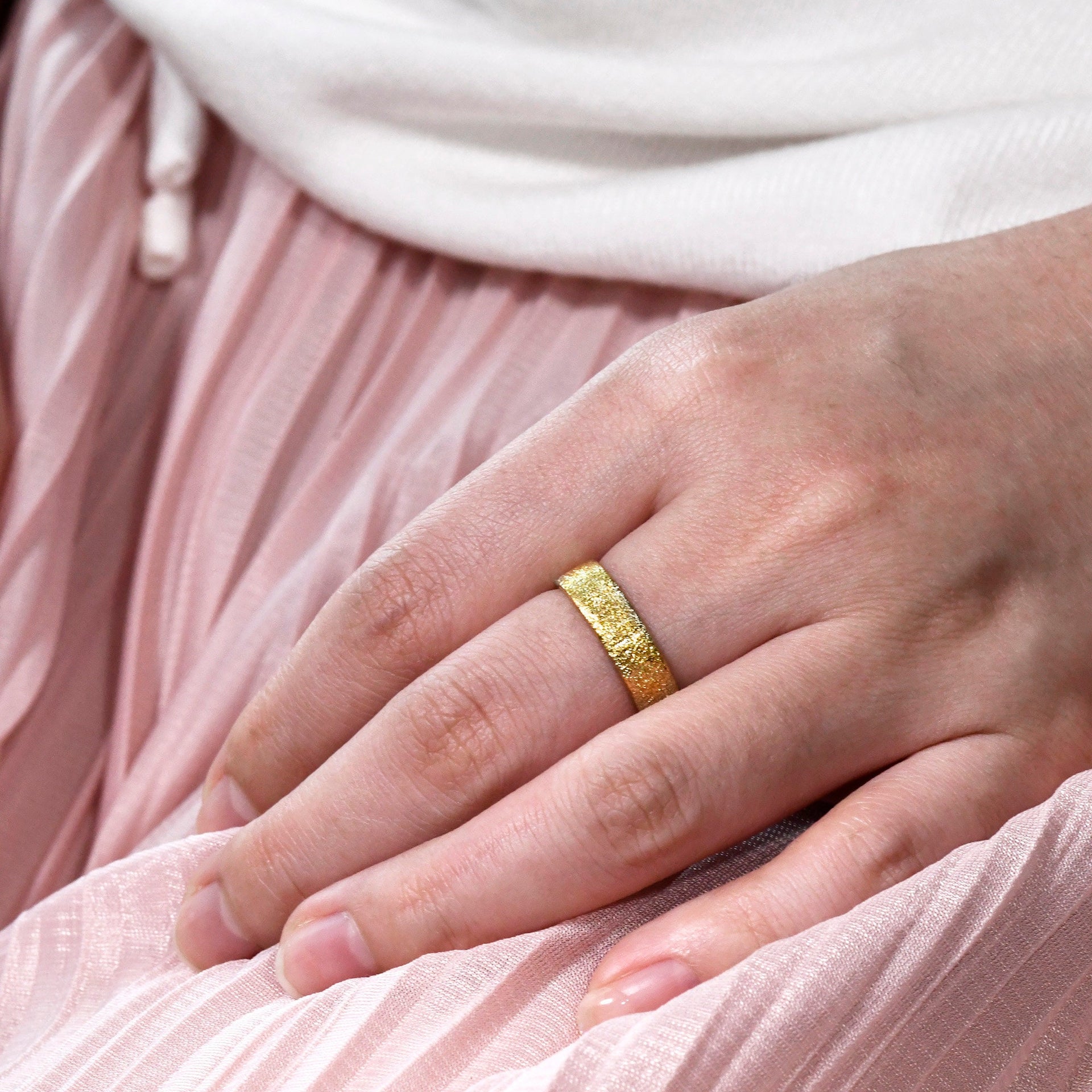 5MM 14k Soiled Gold Ring | Gypsophila Shining Dainty Stackable Ring | Gift For Her And Him | Wedding Band And Engagement Ring
