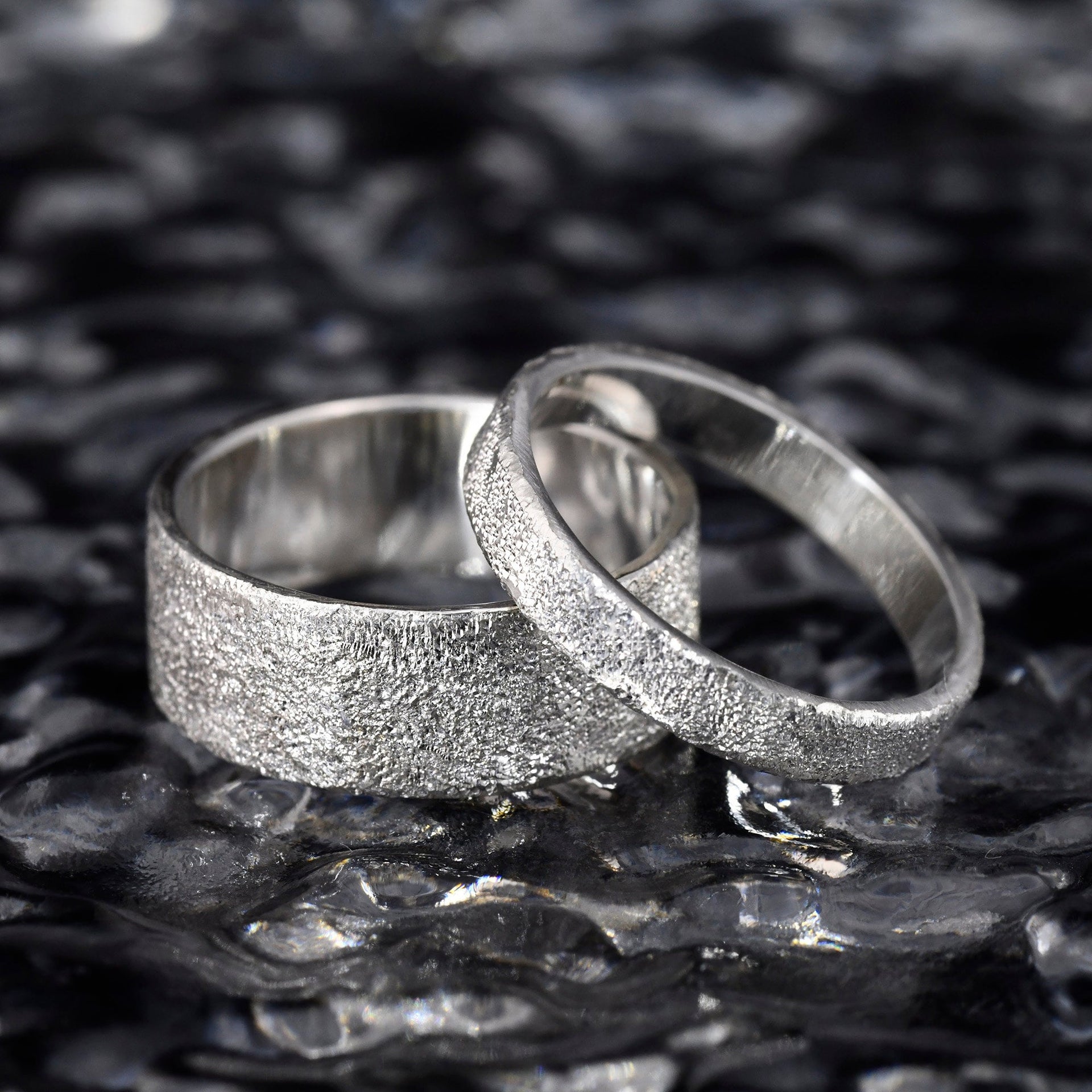 Gypsophila shining silver ring set with light catching texture by YophieMade