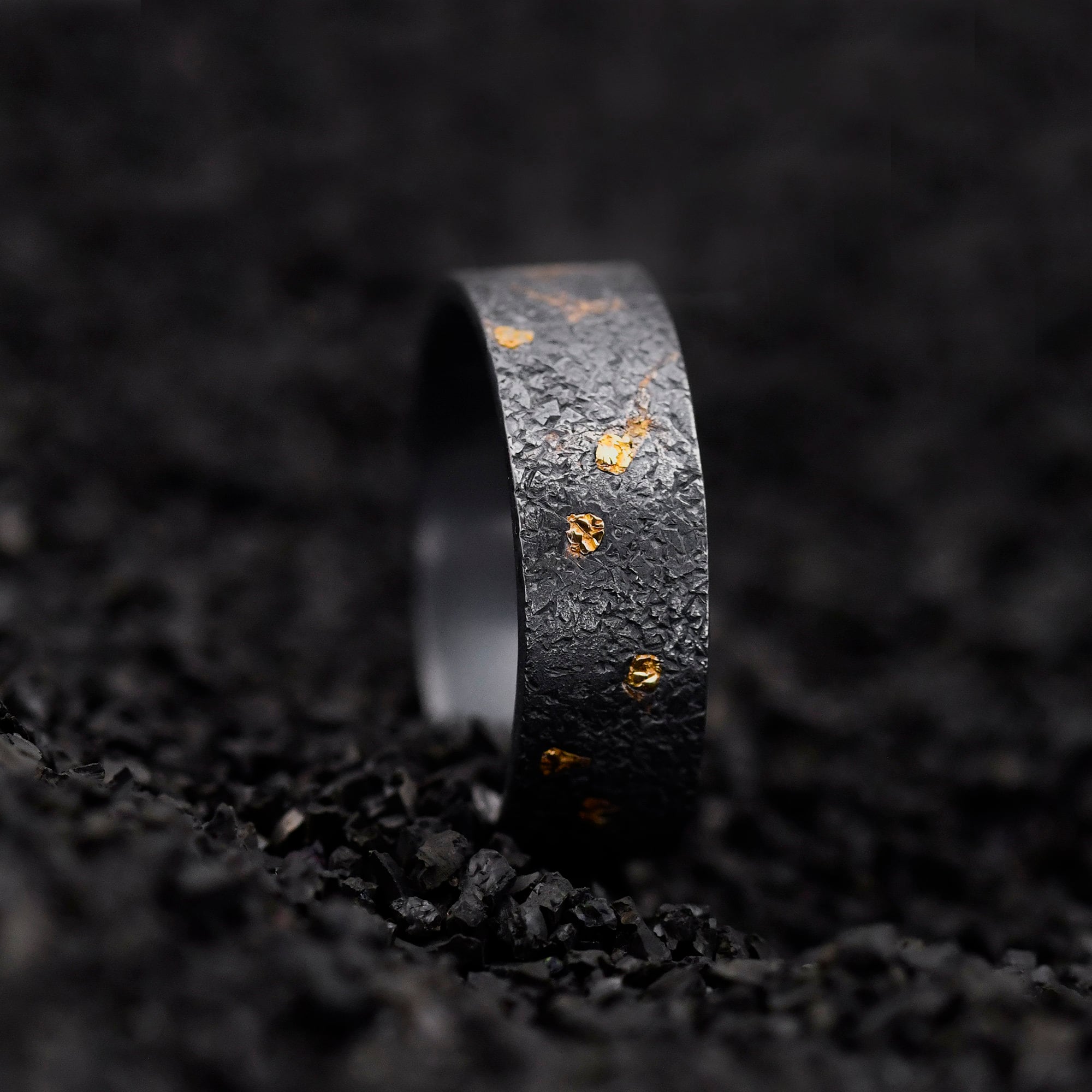 8mm Solid 18kt Gold Fusing With S925 Rustic Engagement Ring, Mens Promise Ring, Hand Forged Ring, Viking Wedding Band, Chunky ring
