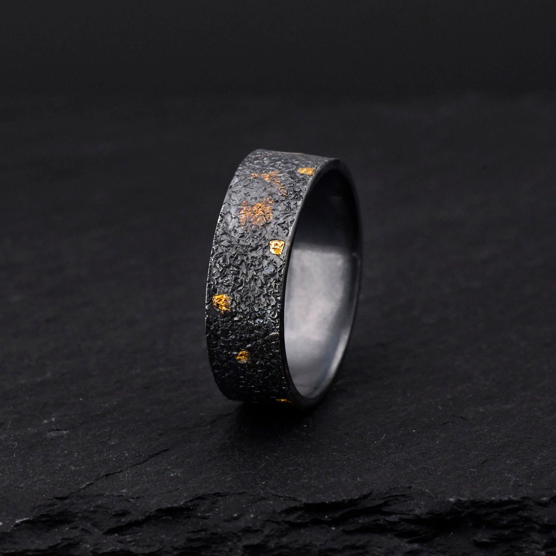 8mm Solid 18kt Gold Fusing With S925 Rustic Engagement Ring, Mens Promise Ring, Hand Forged Ring, Viking Wedding Band, Chunky ring