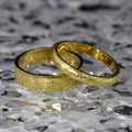 14k Gold Gypsophila Shining Rustic Textured Ring Set