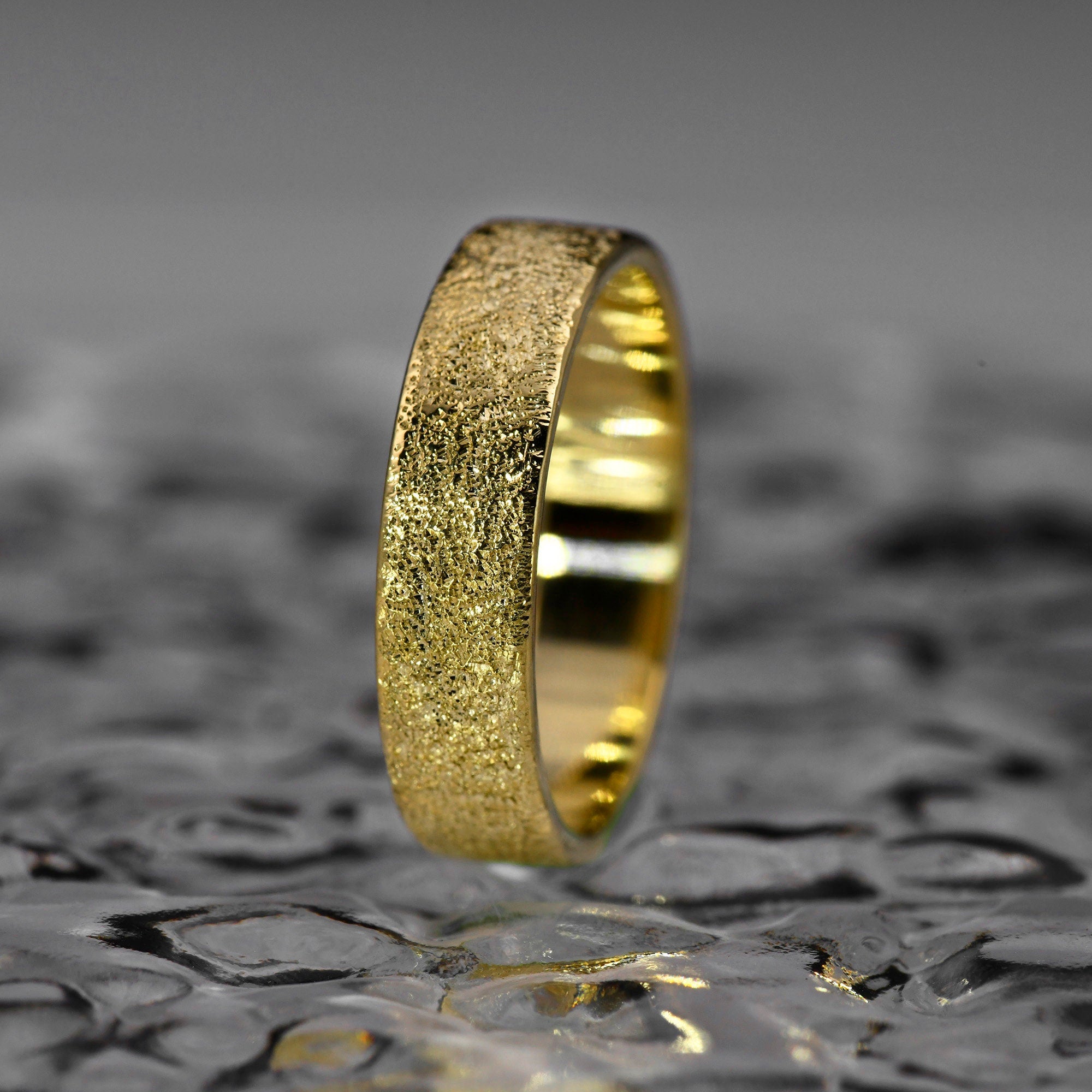5MM 14k Soiled Gold Ring | Gypsophila Shining Dainty Stackable Ring | Gift For Her And Him | Wedding Band And Engagement Ring