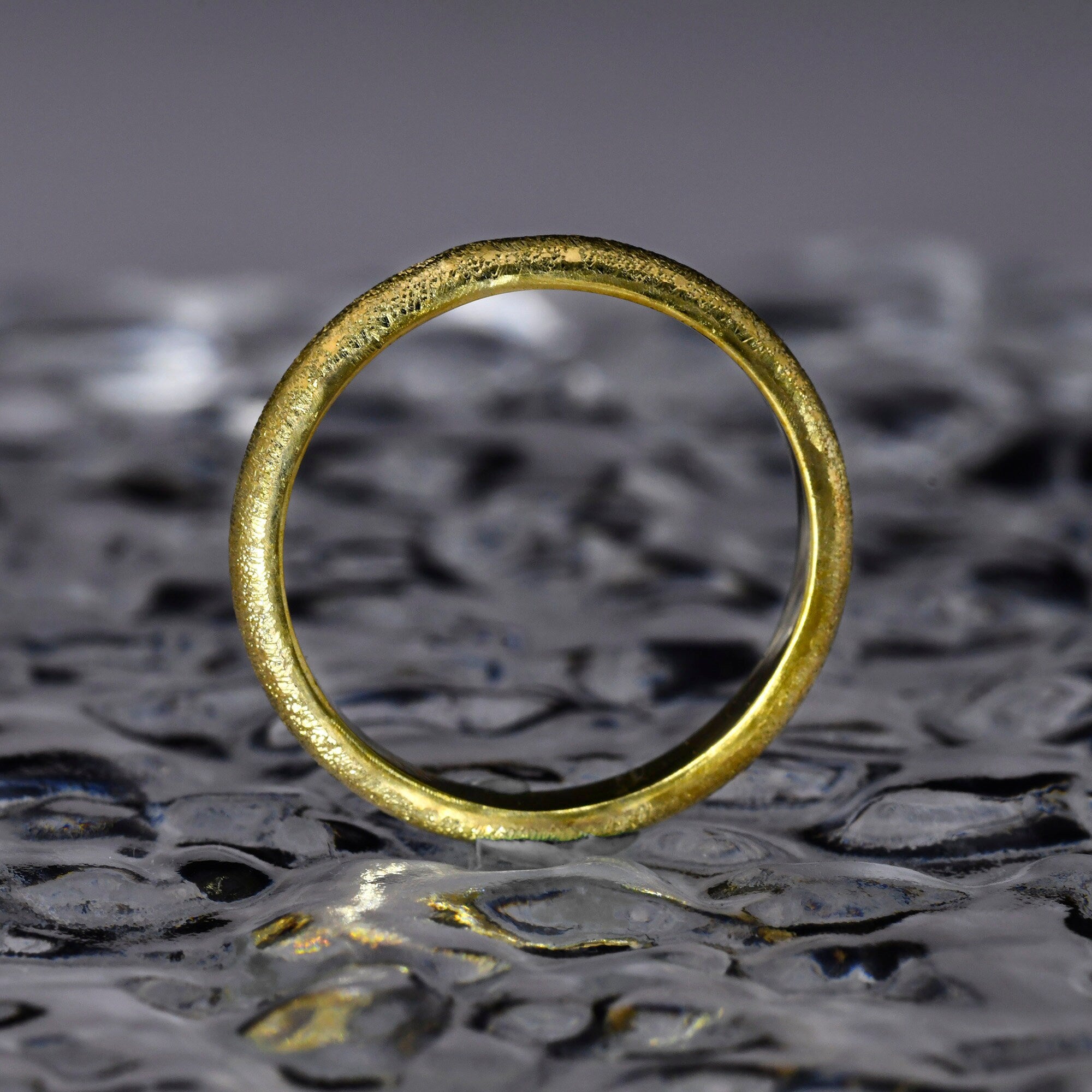 Personalized 14k Soiled Gold Band | Gypsophila Shining Dainty Stackable Ring | Gift For Her | Wedding Band And Engagement Ring