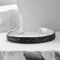 Silver Fusing Lava Galaxy Cuff Bracelet 8MM Adjustable Gunmetal Grey Rustic Fusing Celestial Band Engraved Galaxy and Star Design