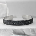 Silver Fusing Lava Galaxy Cuff Bracelet 10MM Adjustable Gunmetal Grey Rustic Fusing Celestial Band Engraved Galaxy and Star Design