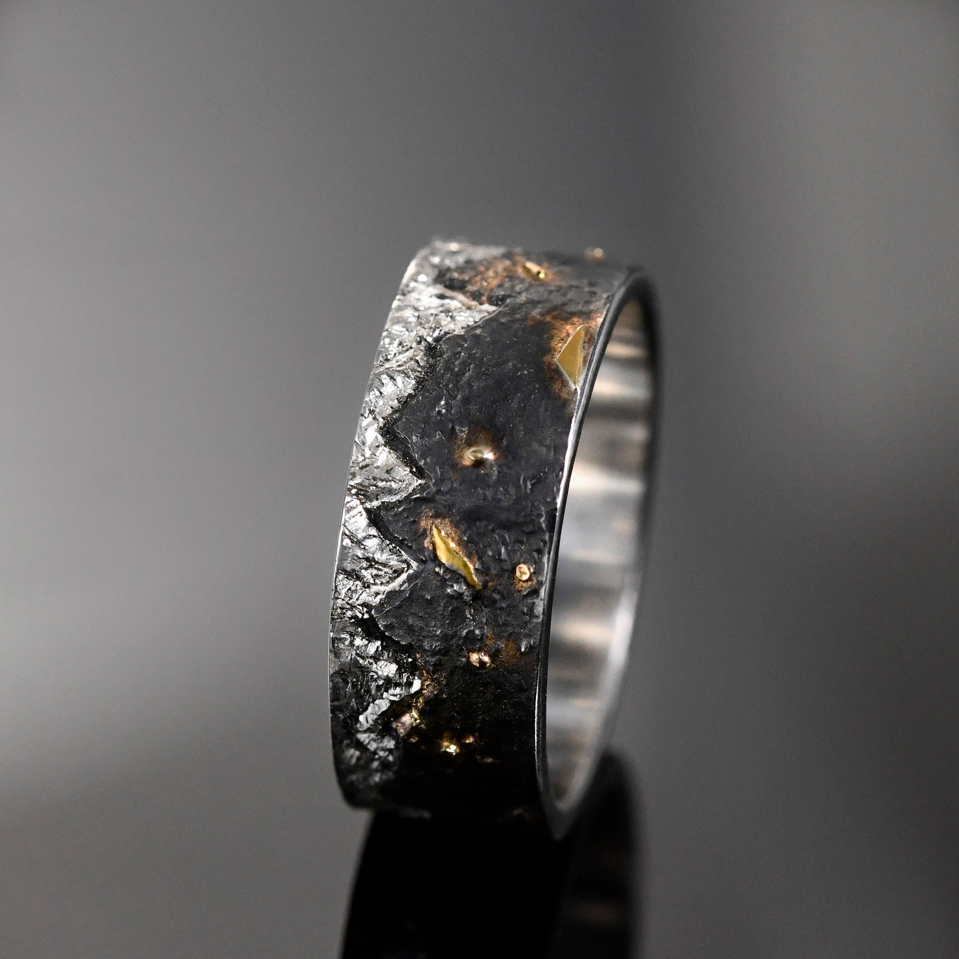 Golden Starlight Mountain Ring/18K Gold and S925 Sterling Silver/Viking Wedding Engagement Ring/Customizable Star and Mountain Promise Ring