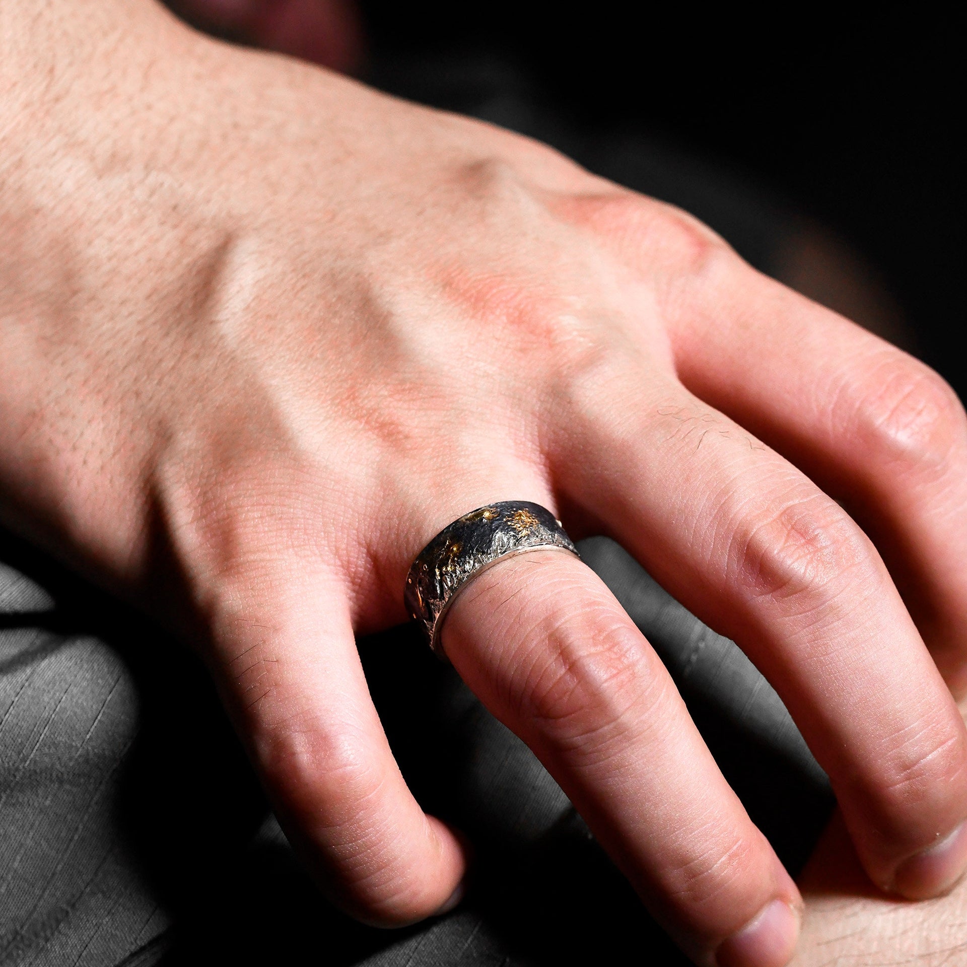 Handmade silver and 18K gold mountain keepsake ring packaged as a meaningful gift