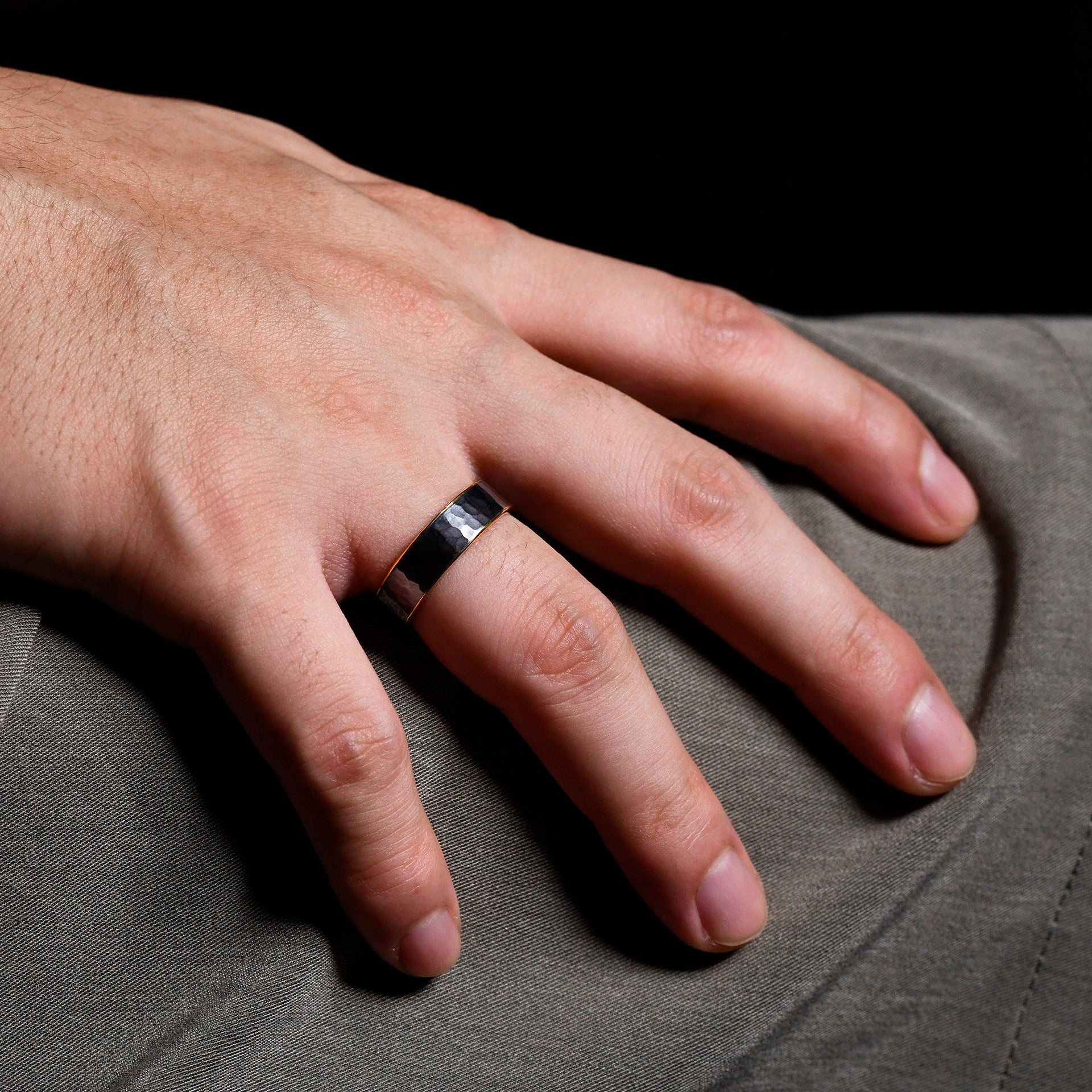 Handmade mixed metal ring with sterling silver outside and 14K gold inside