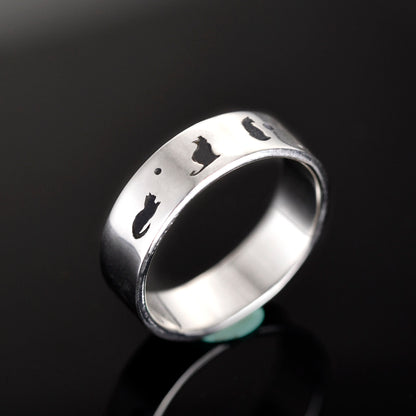 Personalized Cat movement ring made with Solid S925 Sterling Silver For Couple Unique and Cute gifts