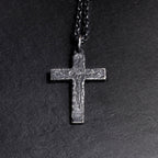 Rustic Sterling Silver Crucifix Necklace | Handmade Christian Cross Pendant | Personalized Anniversary/Birthday Gift for Men